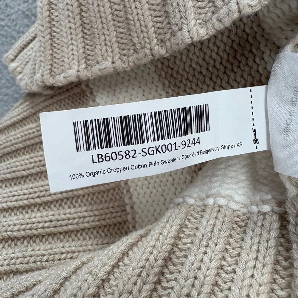 Quince Cream and White Striped V-Neck Sweater - Picture 14 of 15